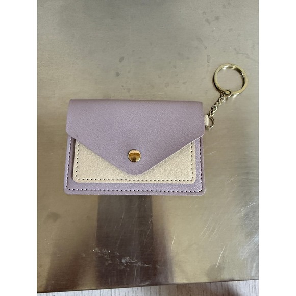 Handbags - Mini Envelope‎ Card Holder Wallet Keychain Purple Beige Snap Case